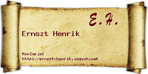 Ernszt Henrik névjegykártya